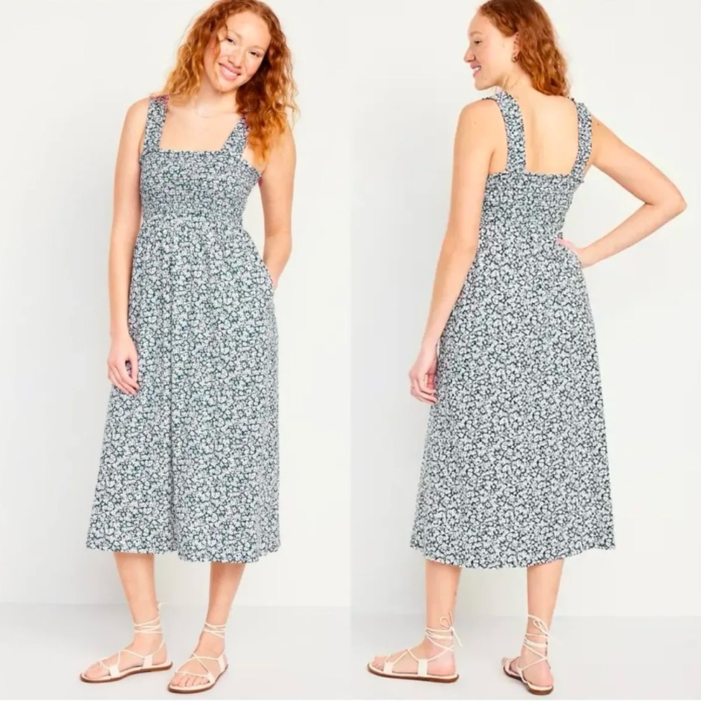Old Navy Fit and Flare Smocked Midi Dress